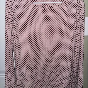 Philosophy Pink and Black Polka Dot Long Sleeve Top Sz Large